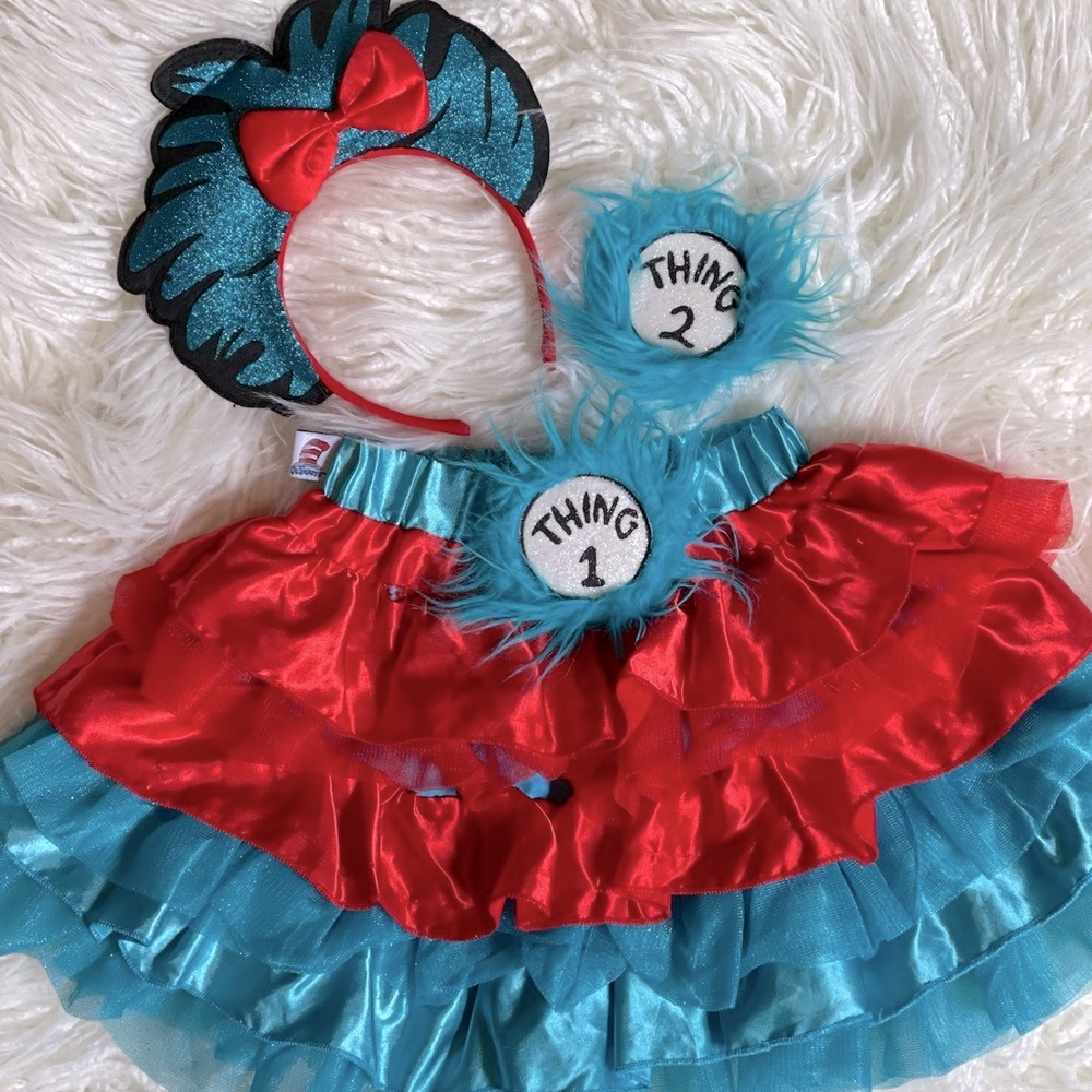 *SOLD* Dr. Seuss Thing 1/Thing 2 Skirt & Headband